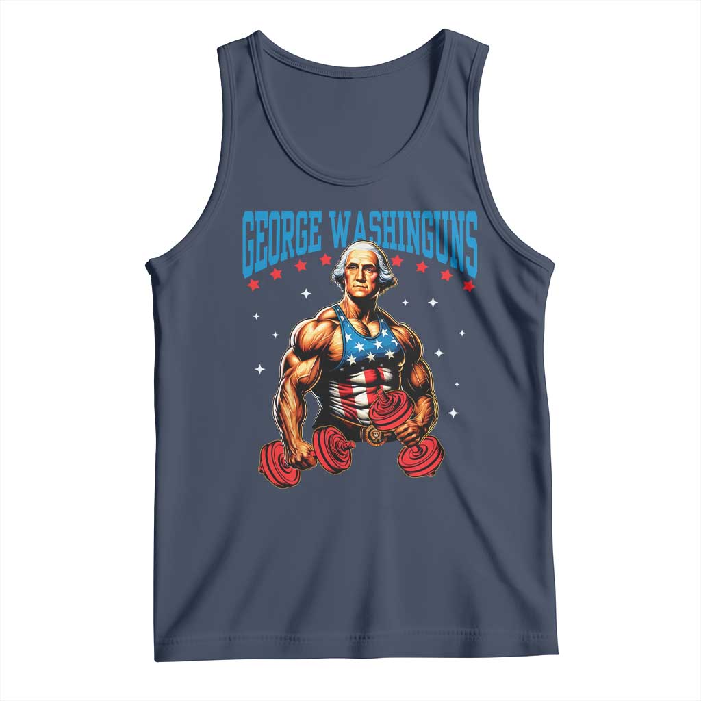 Funny George Washington Gym Tank Top Muscular Flex Workout 4th of July TS10 Navy Print Your Wear