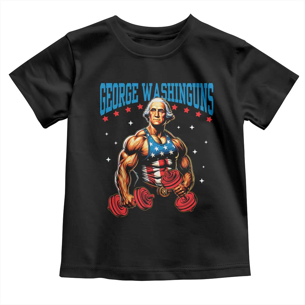 Funny George Washington Gym Toddler T Shirt Muscular Flex Workout 4th of July TS10 Black Print Your Wear
