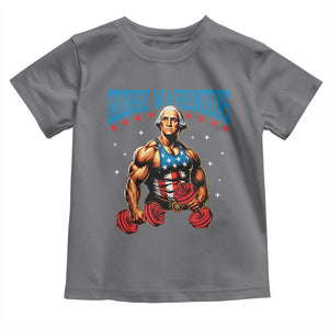 Funny George Washington Gym Toddler T Shirt Muscular Flex Workout 4th of July TS10 Charcoal Print Your Wear