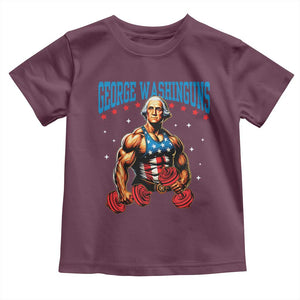 Funny George Washington Gym Toddler T Shirt Muscular Flex Workout 4th of July TS10 Maroon Print Your Wear
