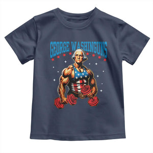 Funny George Washington Gym Toddler T Shirt Muscular Flex Workout 4th of July TS10 Navy Print Your Wear