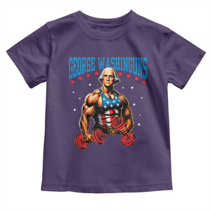 Funny George Washington Gym Toddler T Shirt Muscular Flex Workout 4th of July TS10 Purple Print Your Wear