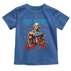 Funny George Washington Gym Toddler T Shirt Muscular Flex Workout 4th of July TS10 Royal Blue Print Your Wear