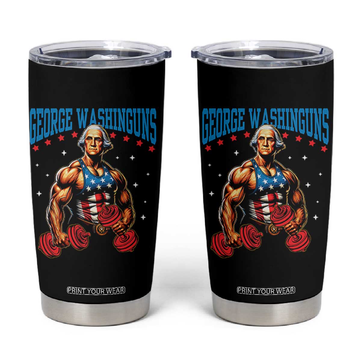 Funny George Washington Gym Tumbler Cup Muscular Flex Workout 4th of July TS10 Black Print Your Wear
