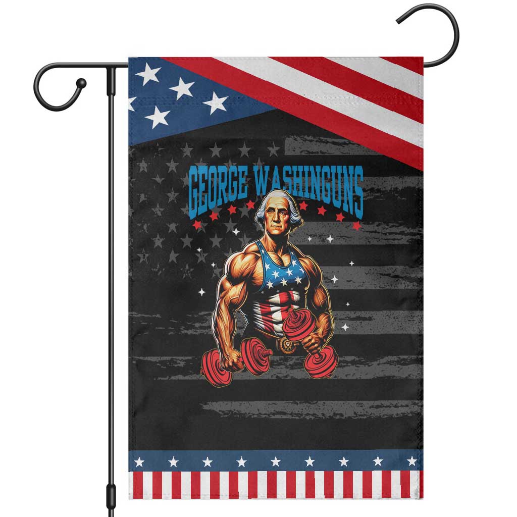 Funny George Washington Gym Garden Flag Muscular Flex Workout 4th of July TS10 Distressed Black Blue Print Your Wear