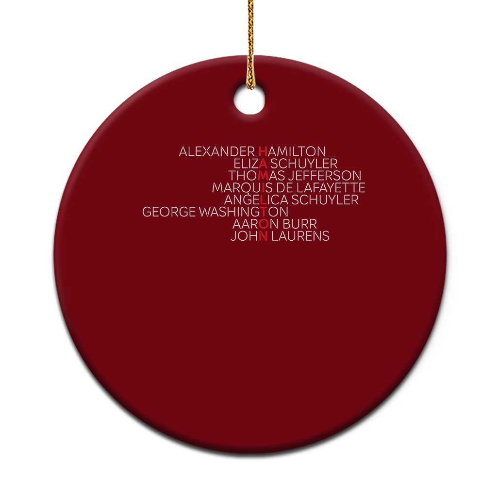 Hamilton Eliza Jefferson Angelica & Burr Names Ceramic Ornament TS10 1pc Red Print Your Wear