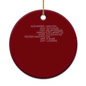 Hamilton Eliza Jefferson Angelica & Burr Names Ceramic Ornament TS10 1pc Red Print Your Wear