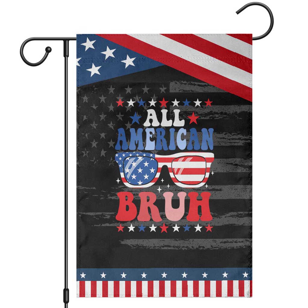 All American Bruh Patriotic 4th Of July Garden Flag USA Flag Sunglasses Teens Kids TS10 Distressed Black Blue Print Your Wear