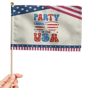 Party in The USA Patriotic Handheld Flag 4th of July Independence Day TS10 Modern 8.2" × 5.5" Beige Blue Print Your Wear
