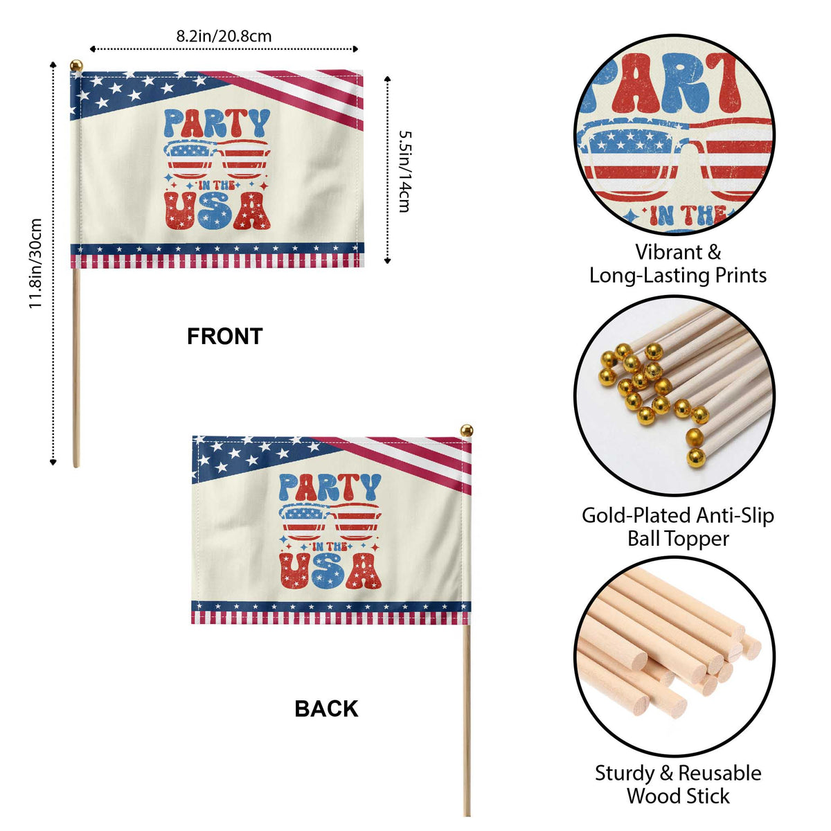 Party in The USA Patriotic Handheld Flag 4th of July Independence Day TS10 Print Your Wear