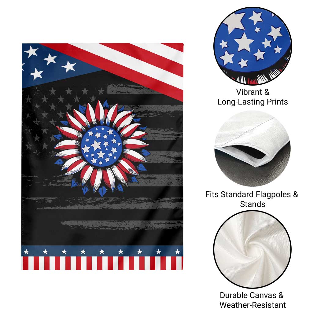 Sunflower American Flag Garden Flag Floral USA 4th of July Merica TS10 Print Your Wear
