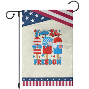 4th of July American Flag Popsicle Garden Flag Tastes Like Freedom Patriotic Funny TS10 Modern Beige Blue Print Your Wear