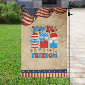 4th of July American Flag Popsicle Garden Flag Tastes Like Freedom Patriotic Funny TS10 Vintage Rustic Tan Navy Print Your Wear