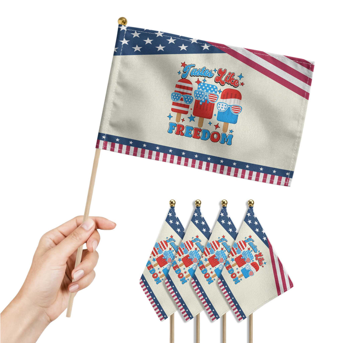 4th of July American Flag Popsicle Patriotic Handheld Flag Tastes Like Freedom Funny TS10 Print Your Wear