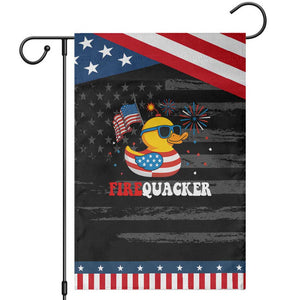 Funny July 4th Garden Flag Patriotic Duck Firequacker American Flag TS10 Distressed Black Blue Print Your Wear