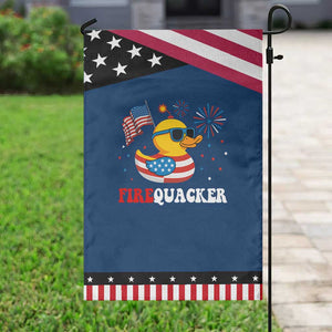 Funny July 4th Garden Flag Patriotic Duck Firequacker American Flag TS10 Classic Blue Black Print Your Wear