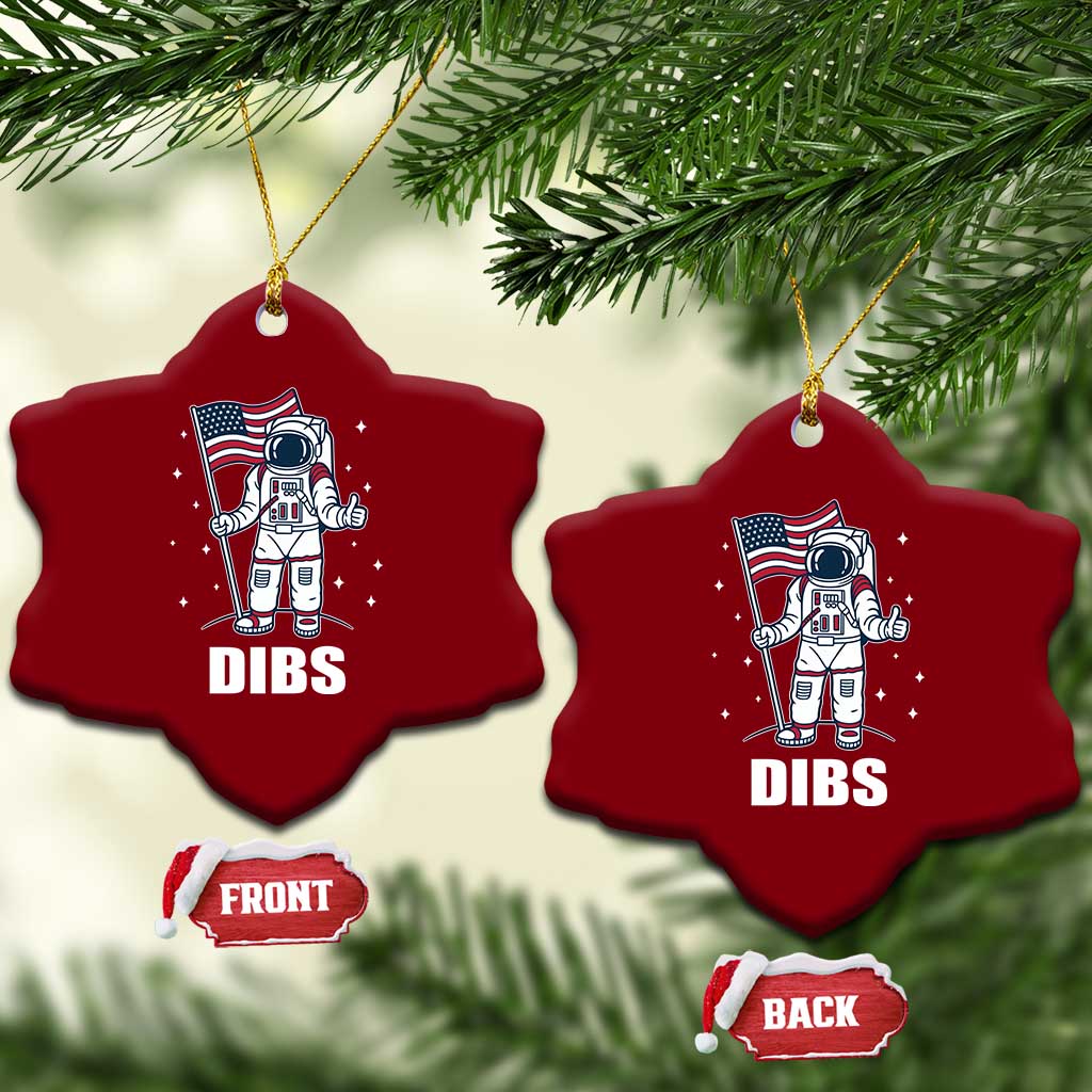 Funny Astronaut Dibs Moon Landing Ceramic Ornament Patriotic Space USA Meme for 4th of July TS10 Print Your Wear