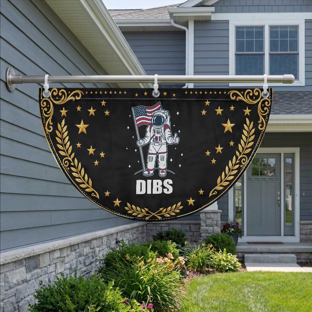 Funny Astronaut Dibs Moon Landing Patriotic Fan Flag Space USA Meme for 4th of July
