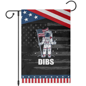 Funny Astronaut Dibs Moon Landing Garden Flag Patriotic Space USA Meme for 4th of July TS10 Distressed Black Blue Print Your Wear