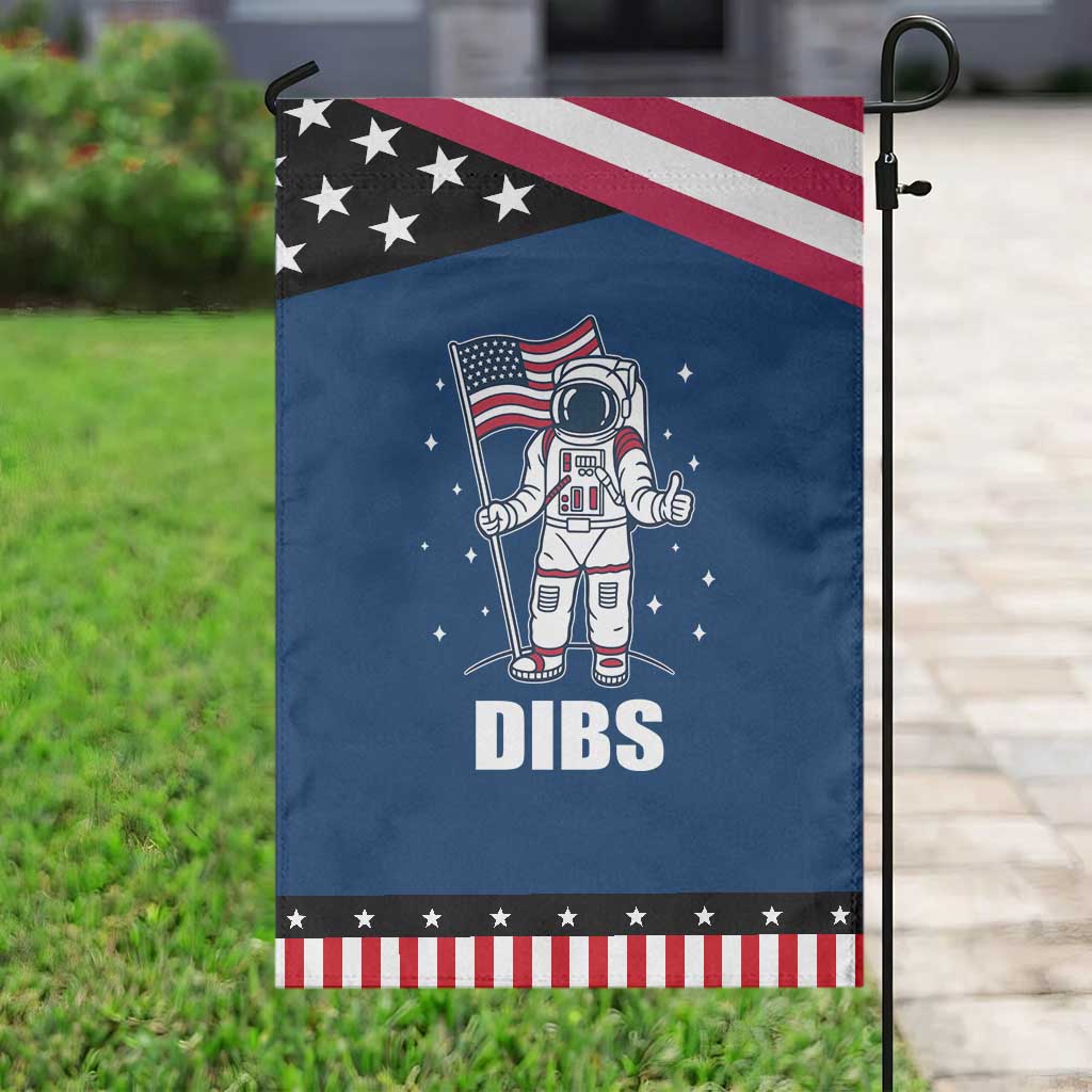 Funny Astronaut Dibs Moon Landing Garden Flag Patriotic Space USA Meme for 4th of July TS10 Classic Blue Black Print Your Wear