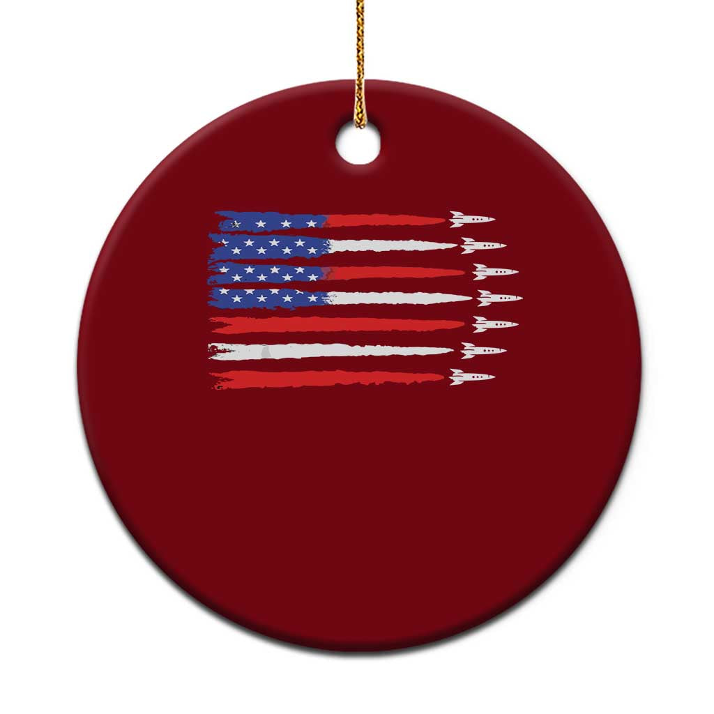 USA Flag Rocket Ceramic Ornament Patriotic Space Red White Blue 4th of July TS10 1pc Red Print Your Wear