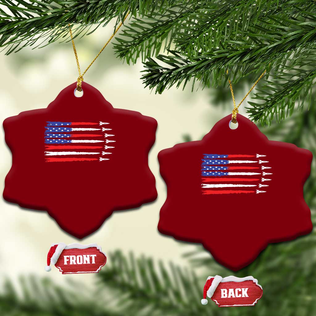 USA Flag Rocket Ceramic Ornament Patriotic Space Red White Blue 4th of July TS10 Print Your Wear