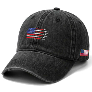 USA Flag Rocket Washed Cotton Baseball Cap Patriotic Space Red White Blue 4th of July TS10 Print Your Wear