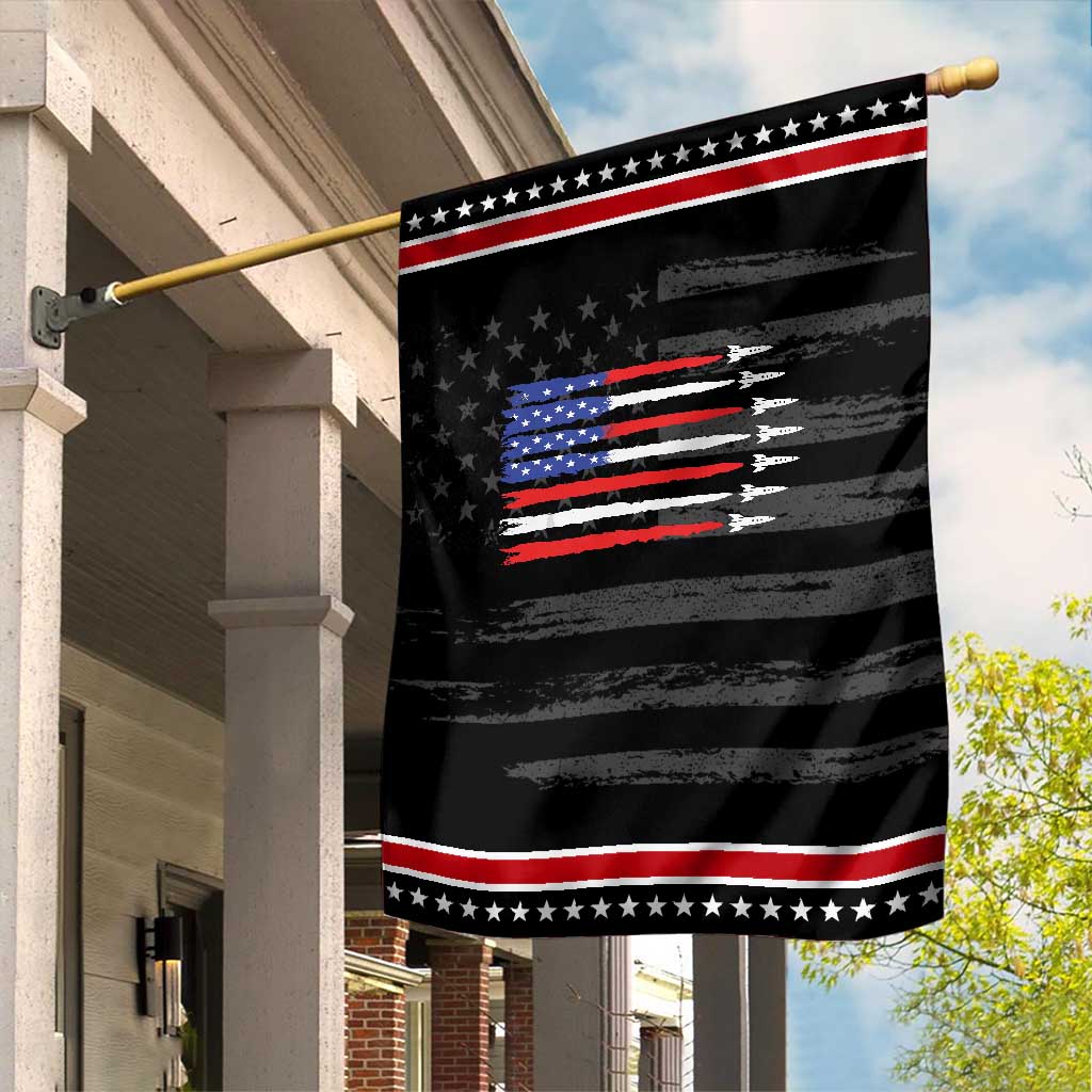 USA Flag Rocket Garden Flag Patriotic Space Red White Blue 4th of July TS10 Distressed Black Red Print Your Wear