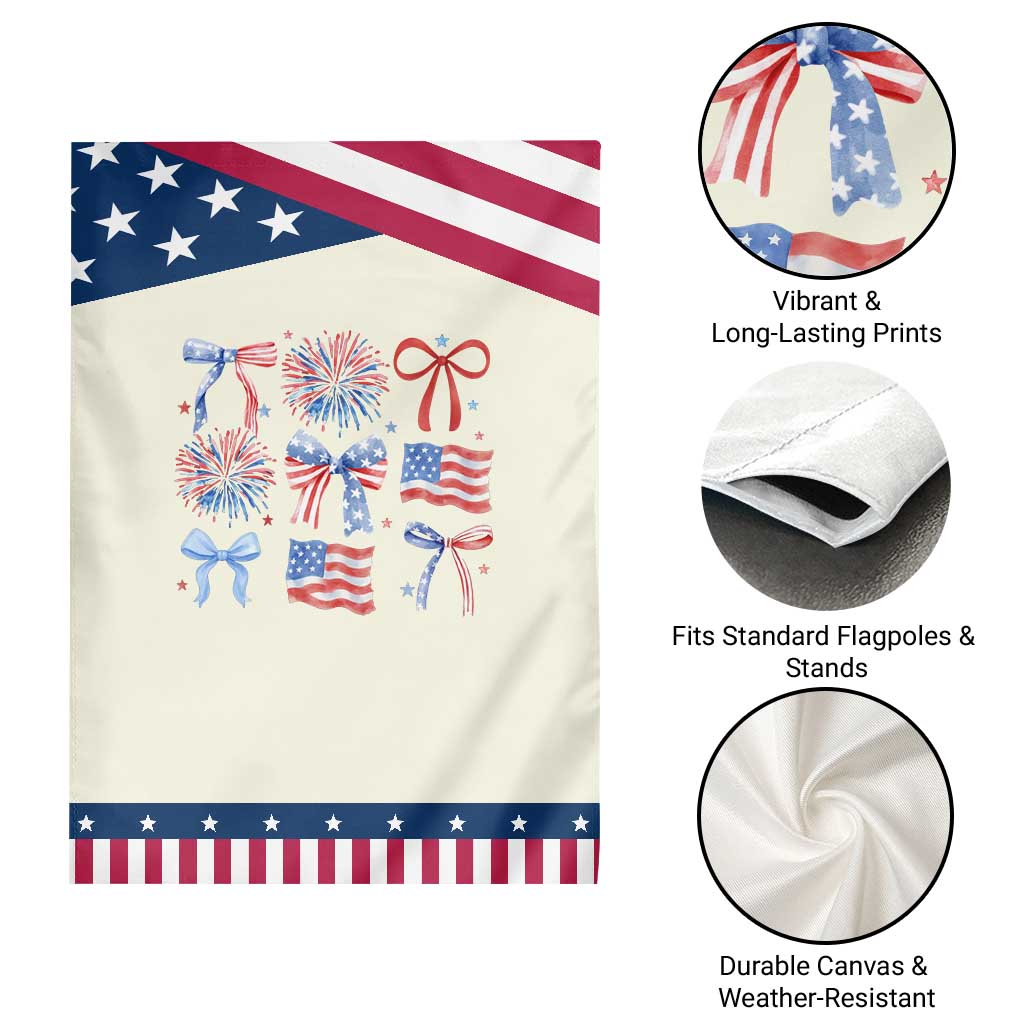 Coquette 4th Of July Garden Flag Patriotic Bow American Flag TS10 Print Your Wear