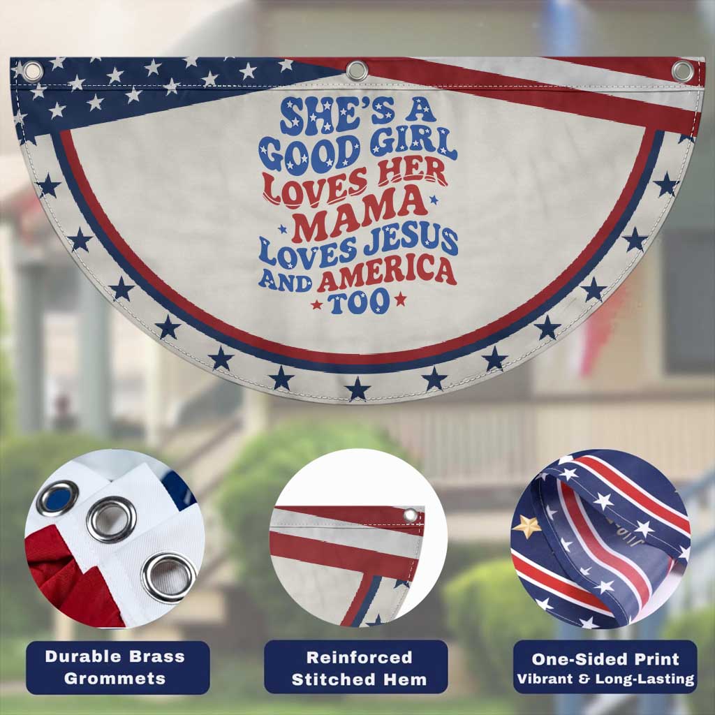 Good Girl Loves Mama Jesus and America Patriotic Fan Flag Retro 4th of July USA