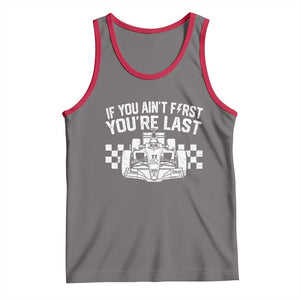Car Racing Tank Top If You Aint First Youre Last Checkered Flag TS10 Deep Heather Red Print Your Wear