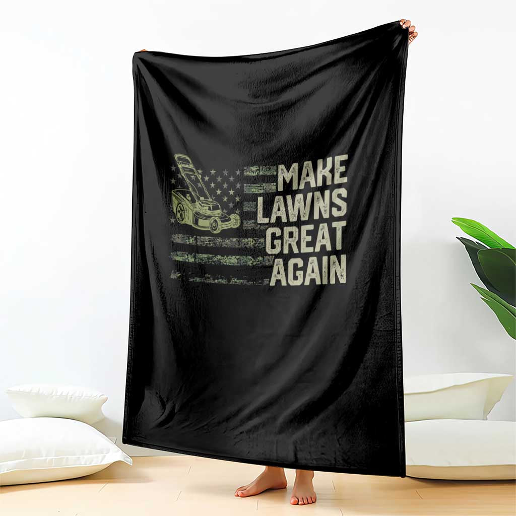 Funny Lawn Mower Dad Gardener Throw Blanket Make Lawns Great Again Fathers Day American Flag TS10 Print Your Wear