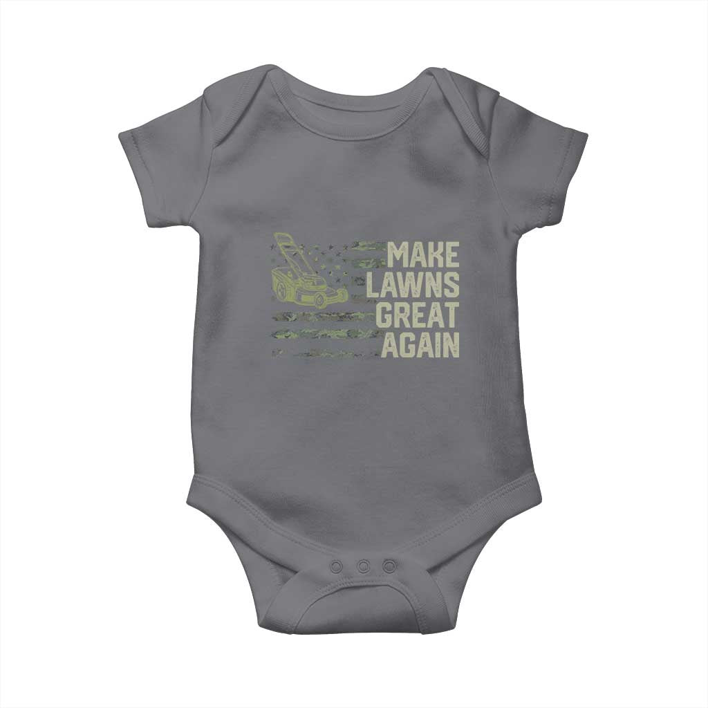Funny Lawn Mower Dad Gardener Baby Onesie Make Lawns Great Again Fathers Day American Flag TS10 Charcoal Print Your Wear