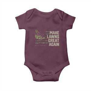 Funny Lawn Mower Dad Gardener Baby Onesie Make Lawns Great Again Fathers Day American Flag TS10 Maroon Print Your Wear