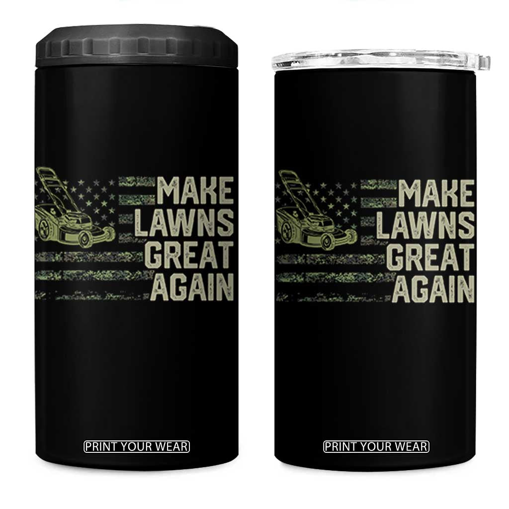 Funny Lawn Mower Dad Gardener 4 in 1 Can Cooler Tumbler Make Lawns Great Again Fathers Day American Flag TS10 One Size: 16 oz Black Print Your Wear