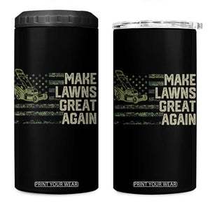 Funny Lawn Mower Dad Gardener 4 in 1 Can Cooler Tumbler Make Lawns Great Again Fathers Day American Flag TS10 One Size: 16 oz Black Print Your Wear
