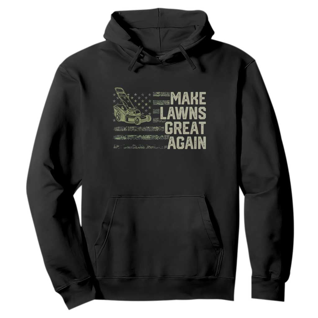 Funny Lawn Mower Dad Gardener Hoodie Make Lawns Great Again Fathers Day American Flag TS10 Black Print Your Wear