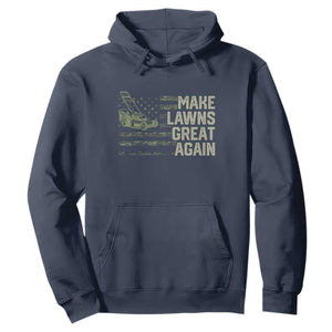 Funny Lawn Mower Dad Gardener Hoodie Make Lawns Great Again Fathers Day American Flag TS10 Navy Print Your Wear