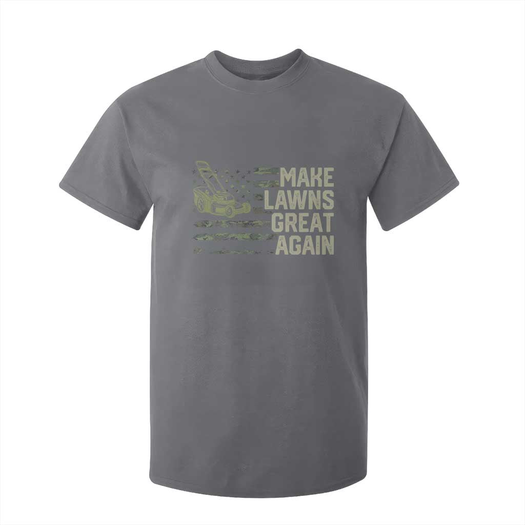 Funny Lawn Mower Dad Gardener T Shirt For Kid Make Lawns Great Again Fathers Day American Flag TS10 Charcoal Print Your Wear