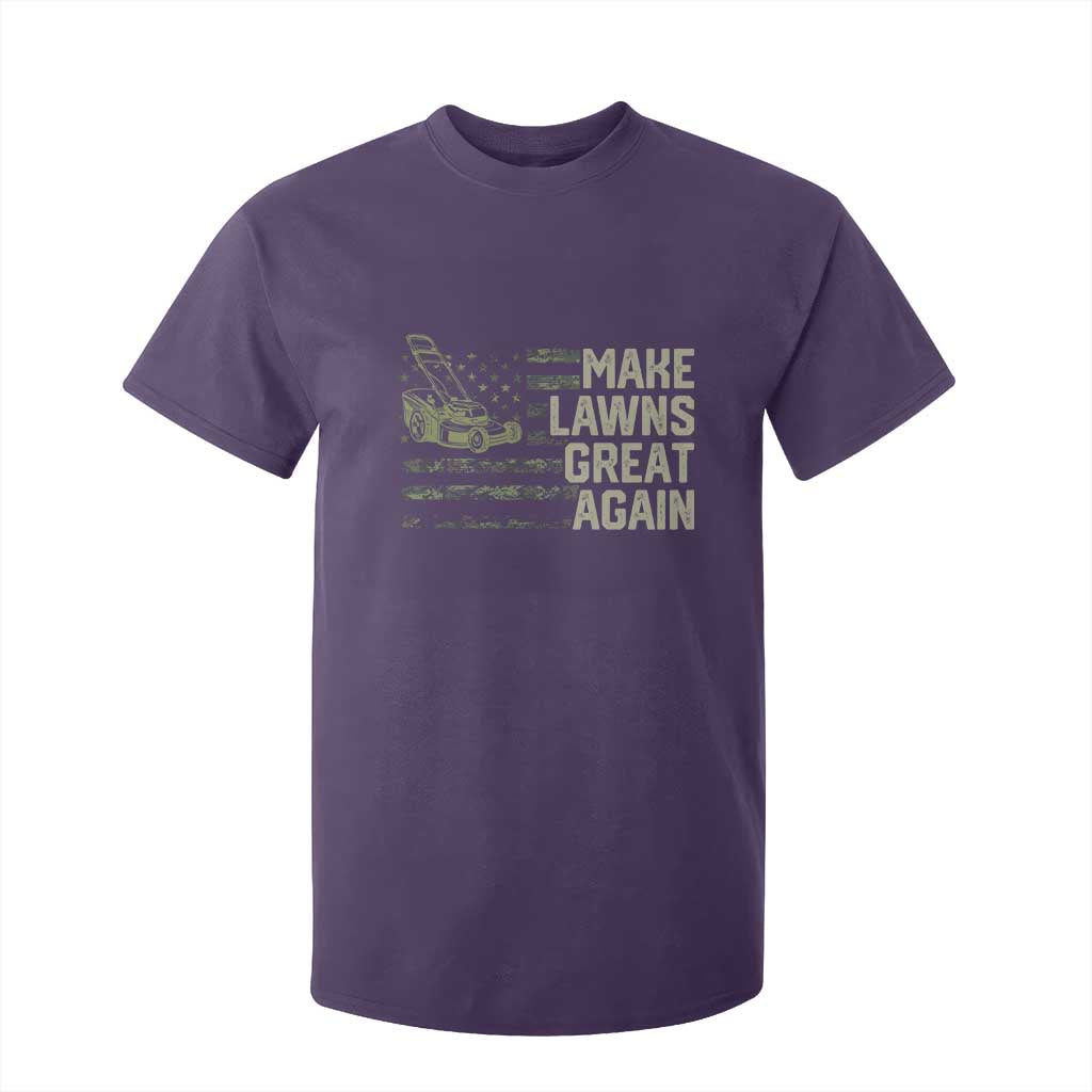 Funny Lawn Mower Dad Gardener T Shirt For Kid Make Lawns Great Again Fathers Day American Flag TS10 Purple Print Your Wear
