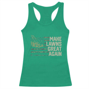 Funny Lawn Mower Dad Gardener Racerback Tank Top Make Lawns Great Again Fathers Day American Flag TS10 Irish Green Print Your Wear
