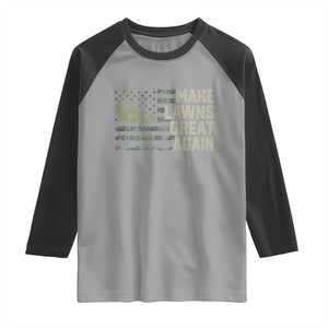 Funny Lawn Mower Dad Gardener Raglan Shirt Make Lawns Great Again Fathers Day American Flag TS10 Sport Gray Black Print Your Wear