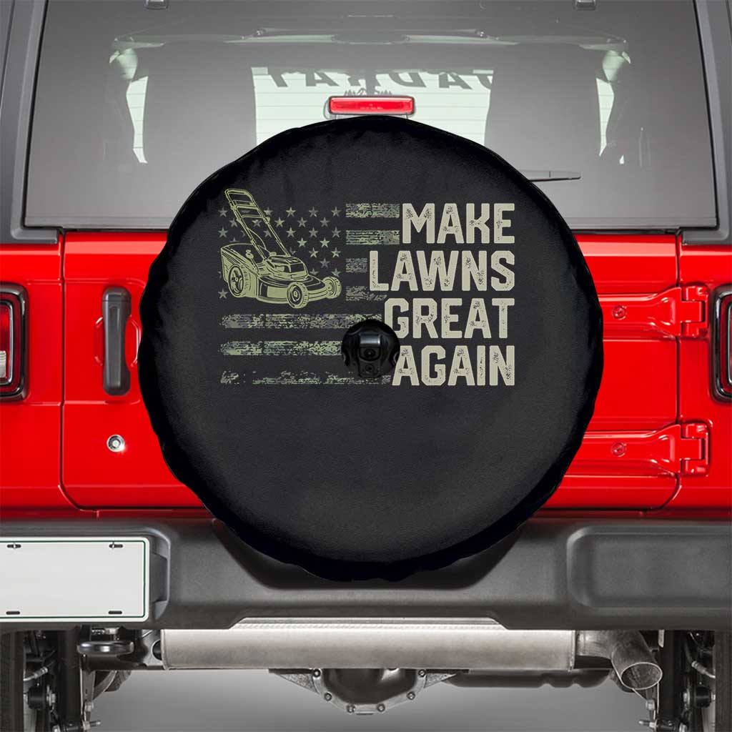 Funny Lawn Mower Dad Gardener Spare Tire Cover Make Lawns Great Again Fathers Day American Flag TS10 Black Print Your Wear