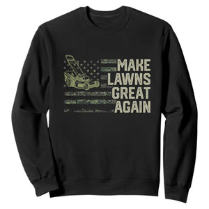 Funny Lawn Mower Dad Gardener Sweatshirt Make Lawns Great Again Fathers Day American Flag TS10 Black Print Your Wear