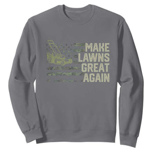 Funny Lawn Mower Dad Gardener Sweatshirt Make Lawns Great Again Fathers Day American Flag TS10 Charcoal Print Your Wear