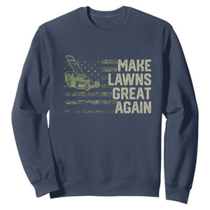Funny Lawn Mower Dad Gardener Sweatshirt Make Lawns Great Again Fathers Day American Flag TS10 Navy Print Your Wear