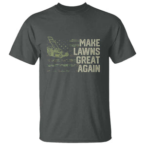 Funny Lawn Mower Dad Gardener T Shirt Make Lawns Great Again Fathers Day American Flag TS10 Dark Heather Print Your Wear