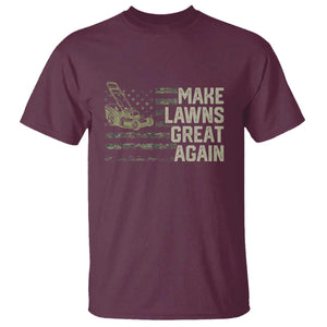 Funny Lawn Mower Dad Gardener T Shirt Make Lawns Great Again Fathers Day American Flag TS10 Maroon Print Your Wear