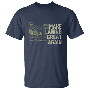 Funny Lawn Mower Dad Gardener T Shirt Make Lawns Great Again Fathers Day American Flag TS10 Navy Print Your Wear