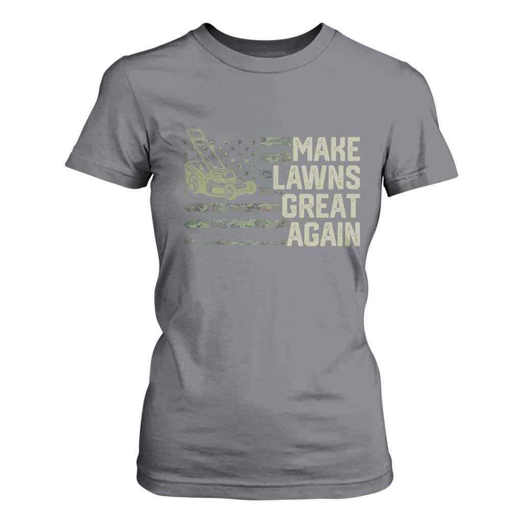 Funny Lawn Mower Dad Gardener T Shirt For Women Make Lawns Great Again Fathers Day American Flag TS10 Charcoal Print Your Wear